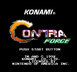 Contra Force (USA) Title Screen